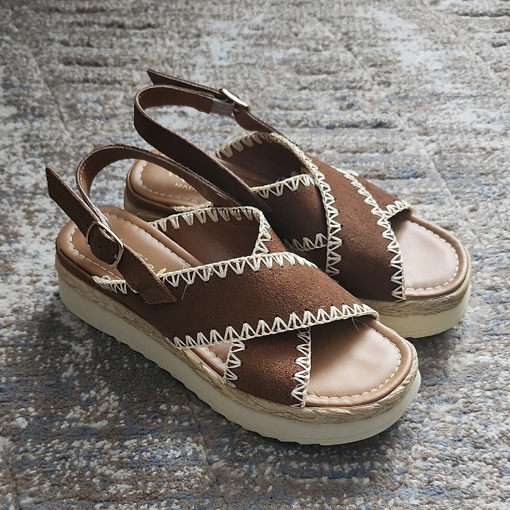 Mariella Brown Suede Platform Sandals